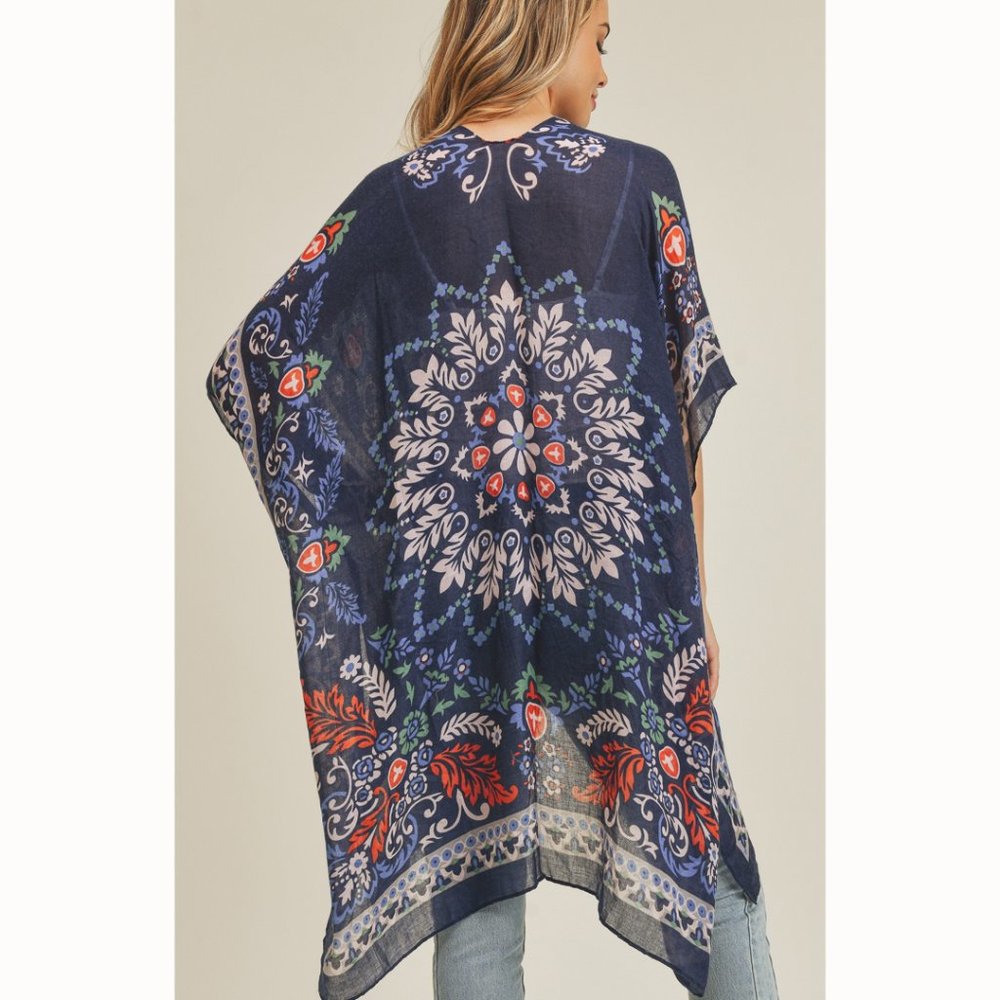 Bohemian Blue Kimono / Swim Cover-Up - Picture 3 of 5